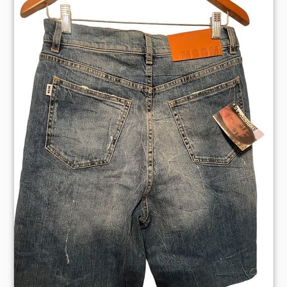 MSGM Womens Blue Denim Cut Off shorts Raw Hem Size 40 US 4 Made in Italy - Picture 2 of 11
